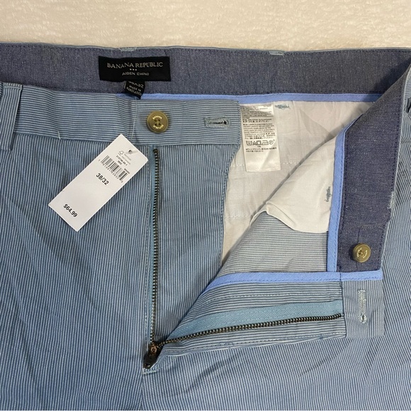 Banana Republic Dress Pants Mens 38X32 Aiden Chino Gray White Slim Fit Straight - Picture 6 of 9
